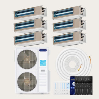 DELLA 55000 BTU Six Zone Concealed Ducted Mini Split Heat Pump AC (9K + 9K + 9K + 9K + 12K + 12K)