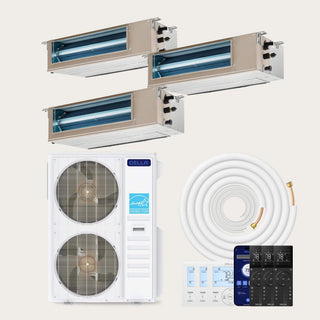 DELLA 55000 BTU Tri-Zone Concealed Ducted Mini Split Heat Pump AC (18K + 18K + 18K)