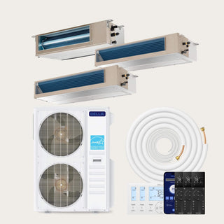 DELLA 55000 BTU Tri-Zone Concealed Ducted Mini Split Heat Pump AC (18K + 24K + 24K)