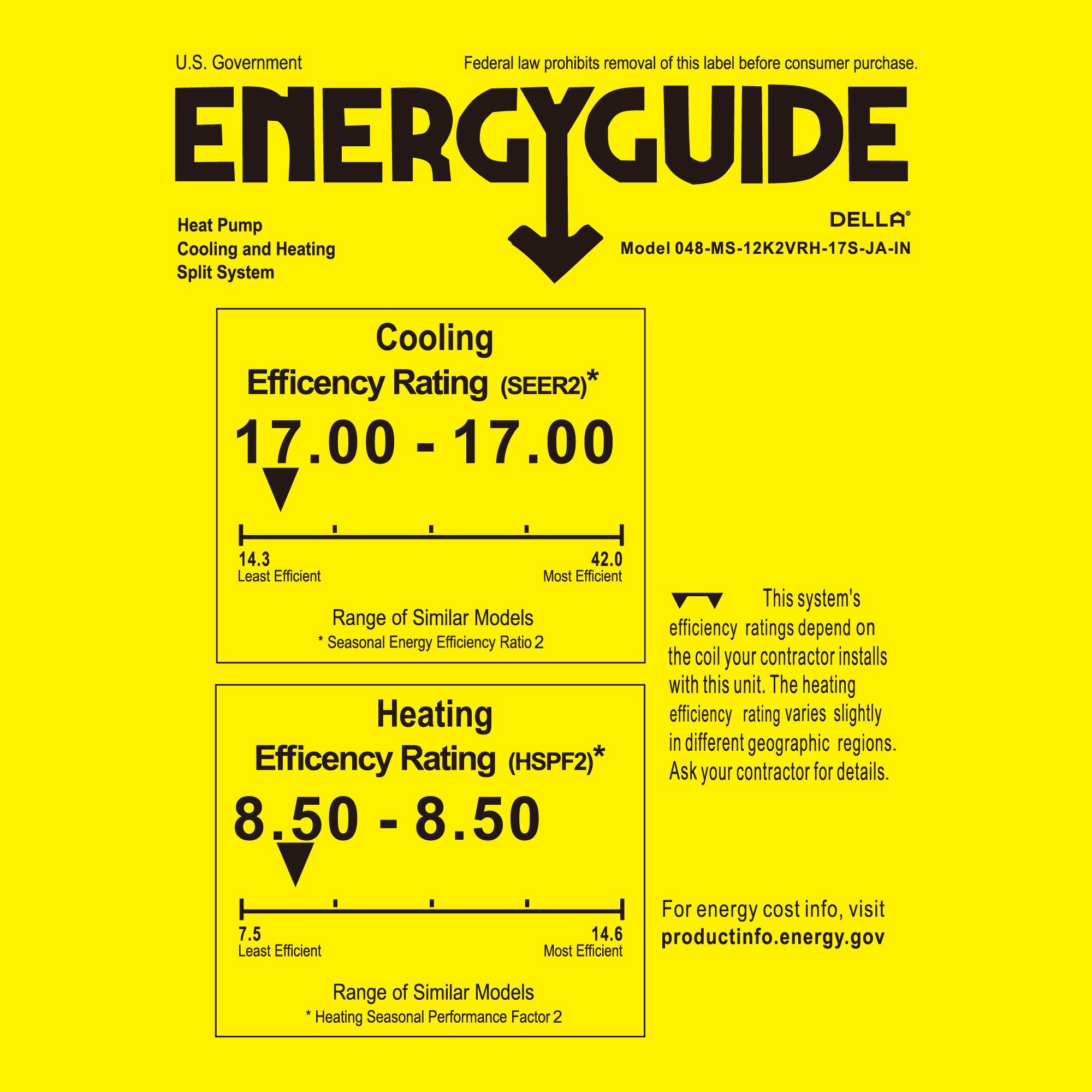 DELLA Motto Series 12000 BTU 17 SEER2 Mini-Split Heat Pump AC ¨C 230V, Up to 550 Sq.Ft.