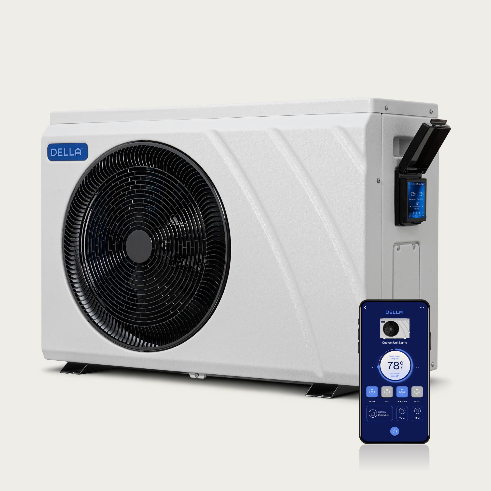 DELLA Omi Edge Series 107,000 BTU Commercial Inverter Pool Heat Pump for Pools up to  30,000 Gallons