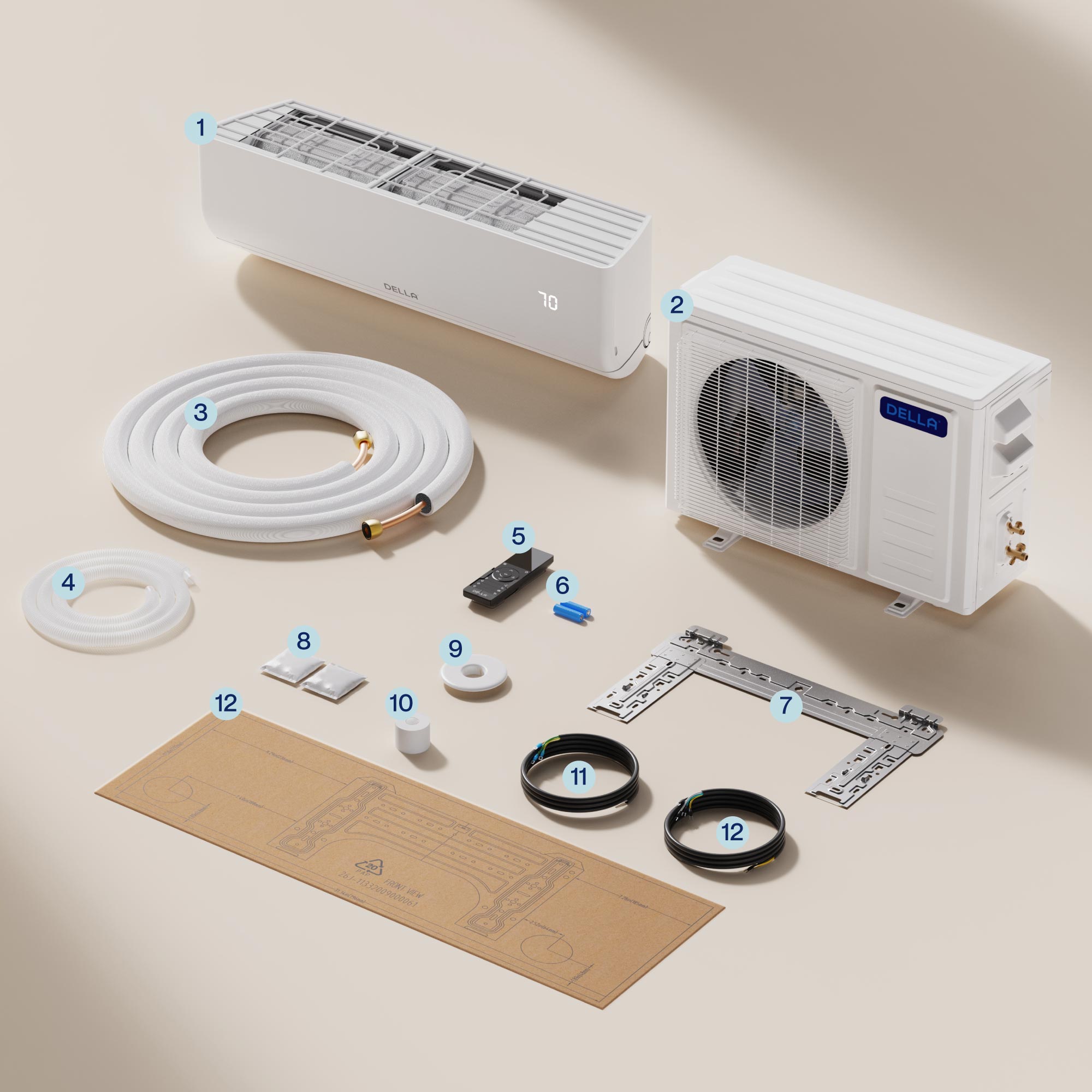DELLA Motto Series 9100 BTU 19 SEER2 Mini Split Heat Pump AC – 230V, Up to 400 Sq.Ft.