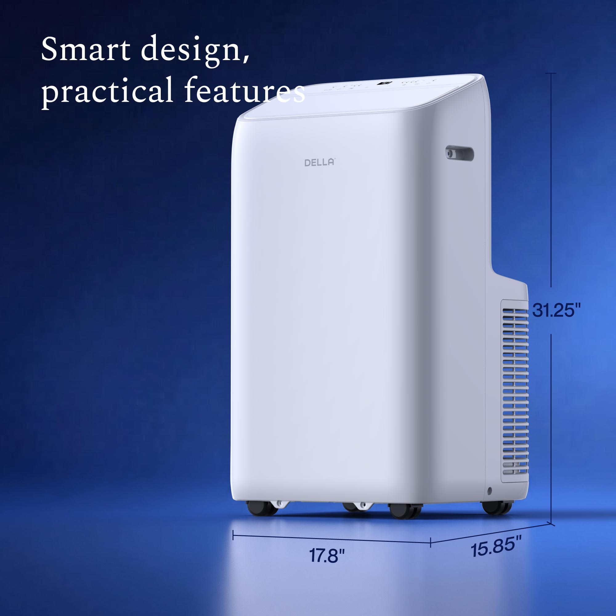 DELLA14000 BTU Inverter Ultra Quiet Portable AC with Remote & App Control, Dehumidifier, Fan & Sleep Mode, Cools Up To 450 Sq. Ft.