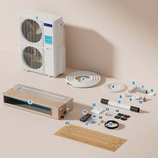 DELLA 55000 BTU Quad Zone Concealed Ducted Mini Split Heat Pump AC (9K + 12K + 18K + 24K)