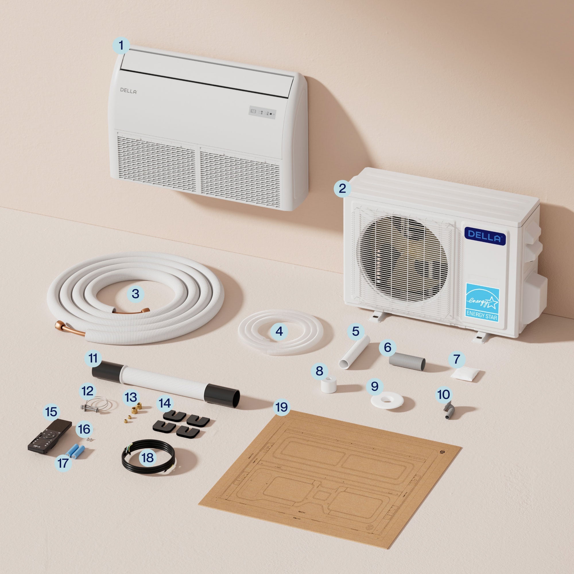 DELLA 18000 BTU 20.5 SEER2 Floor Mounted Mini Split AC - Up to 1000 Sq. Ft.