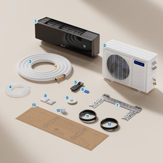 DELLA Umbra Series 12000 BTU 17 SEER2 Mini Split Heat Pump AC - Up to 550 Sq.Ft.