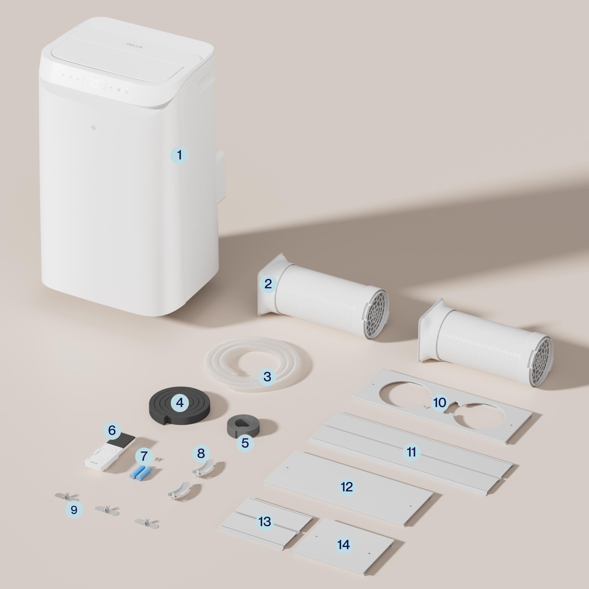 DELLA Sylro Series 15,500 BTU Inverter Ultra Quiet Portable Air Conditioner for Rooms Up to 550 Sq. Ft.