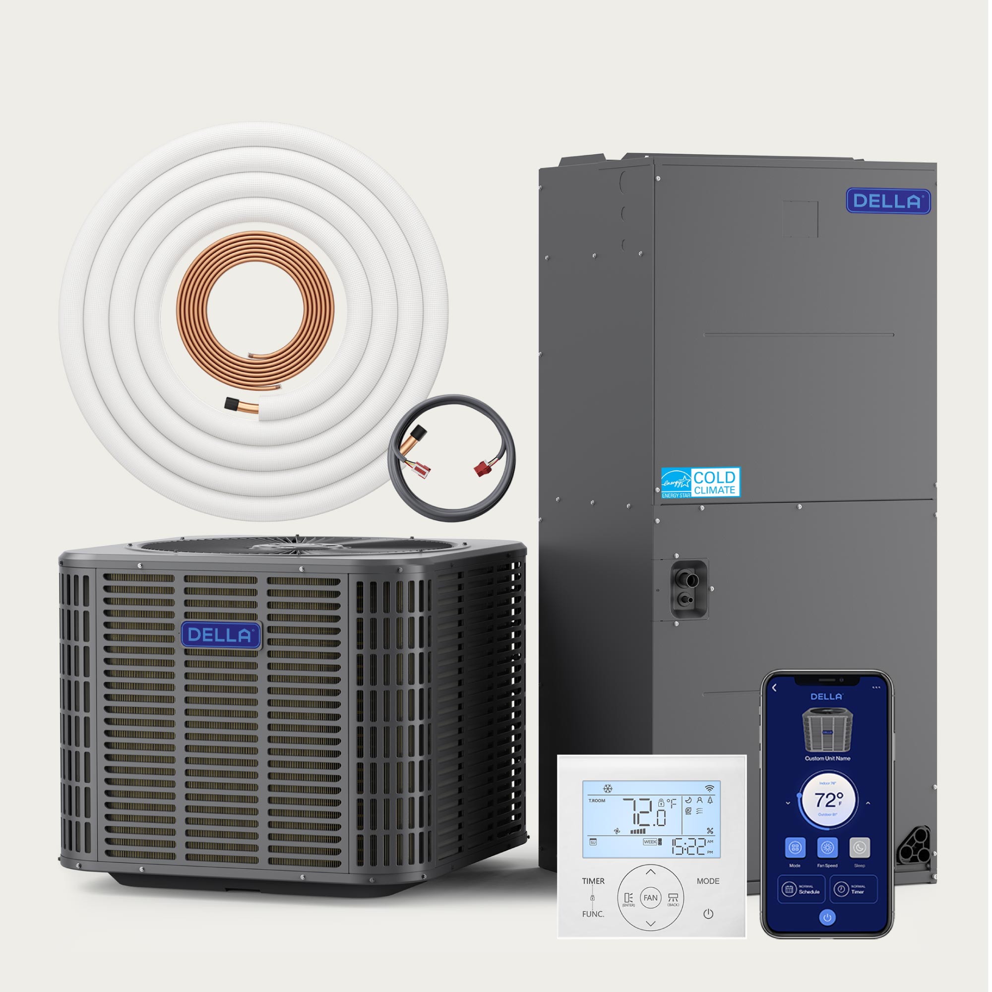 DELLA 24,000 BTU 18 SEER2 Ducted Central Air Conditioner with Air Handler
