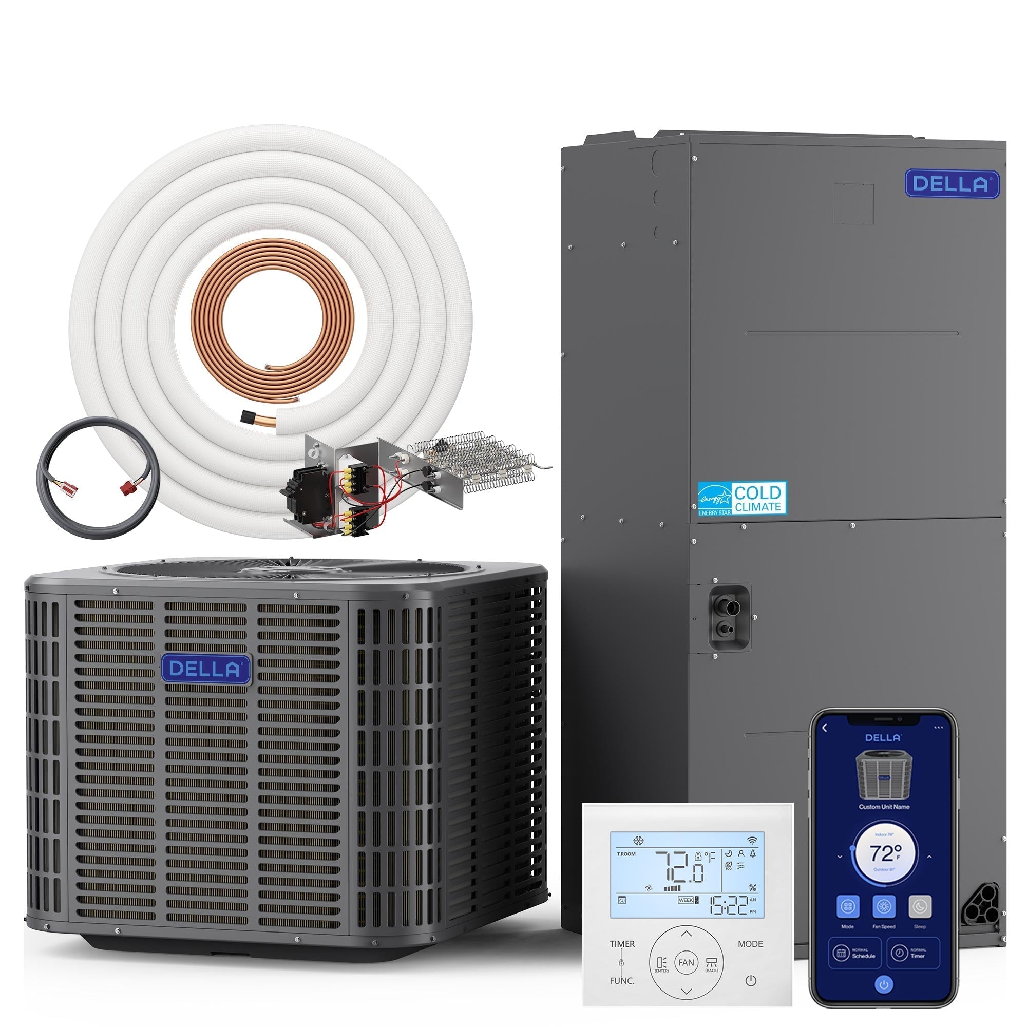 DELLA 34,000 BTU 19 SEER2 Ducted Central Air Conditioner with Air Handler