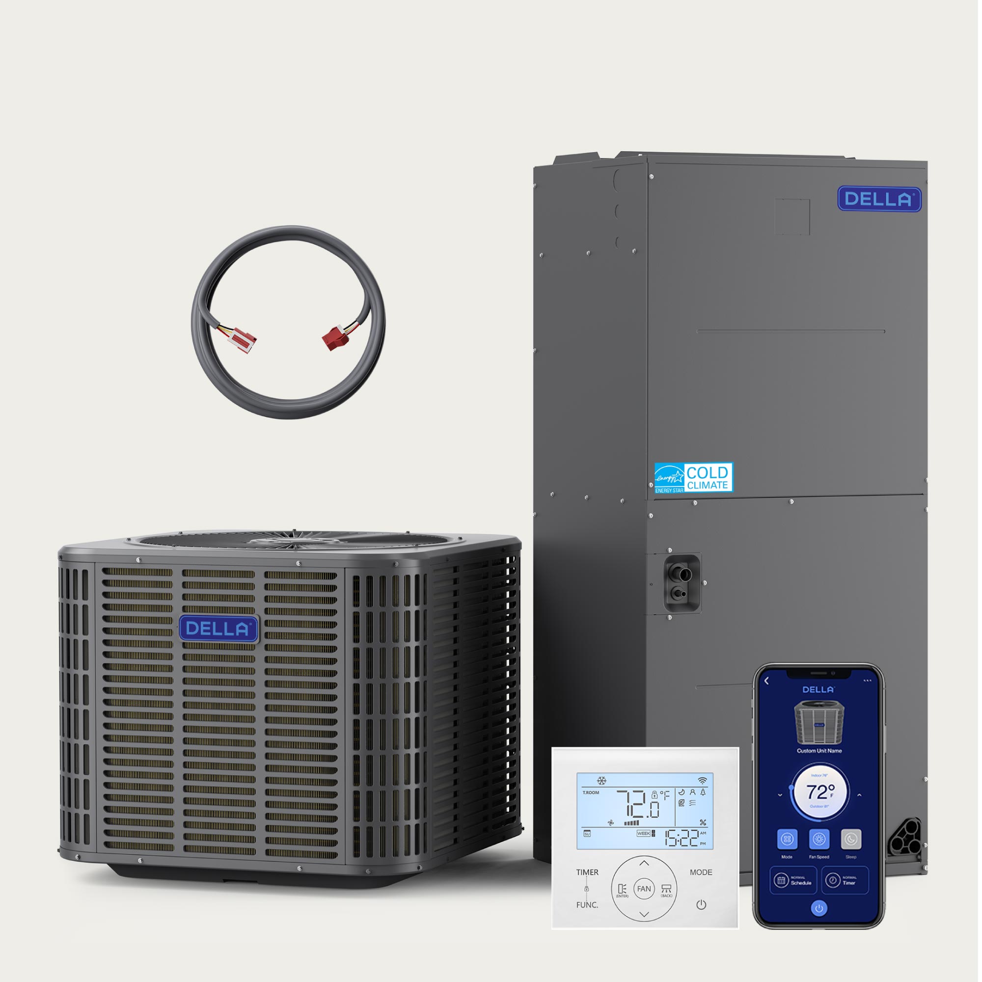 DELLA 24,000 BTU 18 SEER2 Ducted Central Air Conditioner with Air Handler