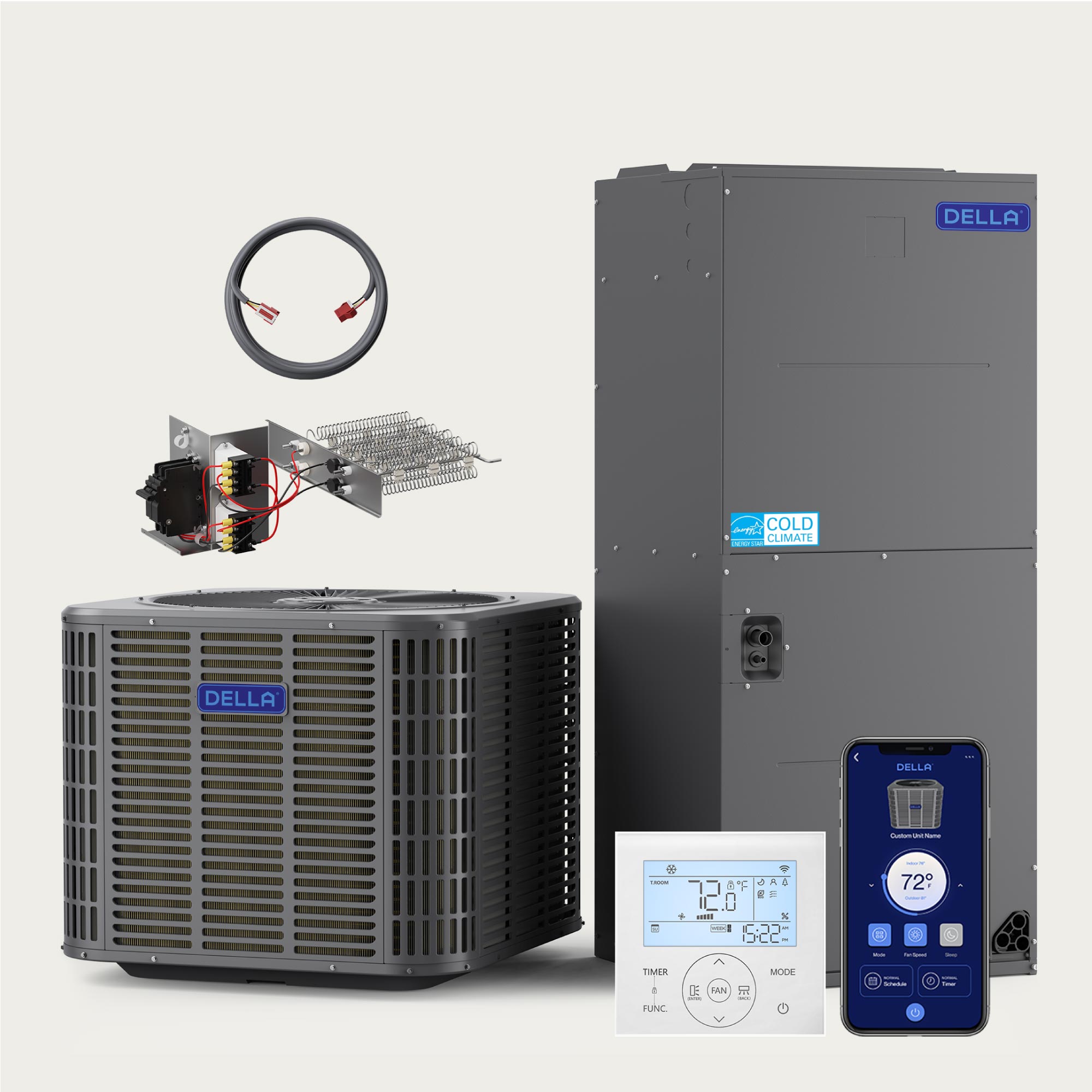 DELLA 24,000 BTU 18 SEER2 Ducted Central Air Conditioner with Air Handler