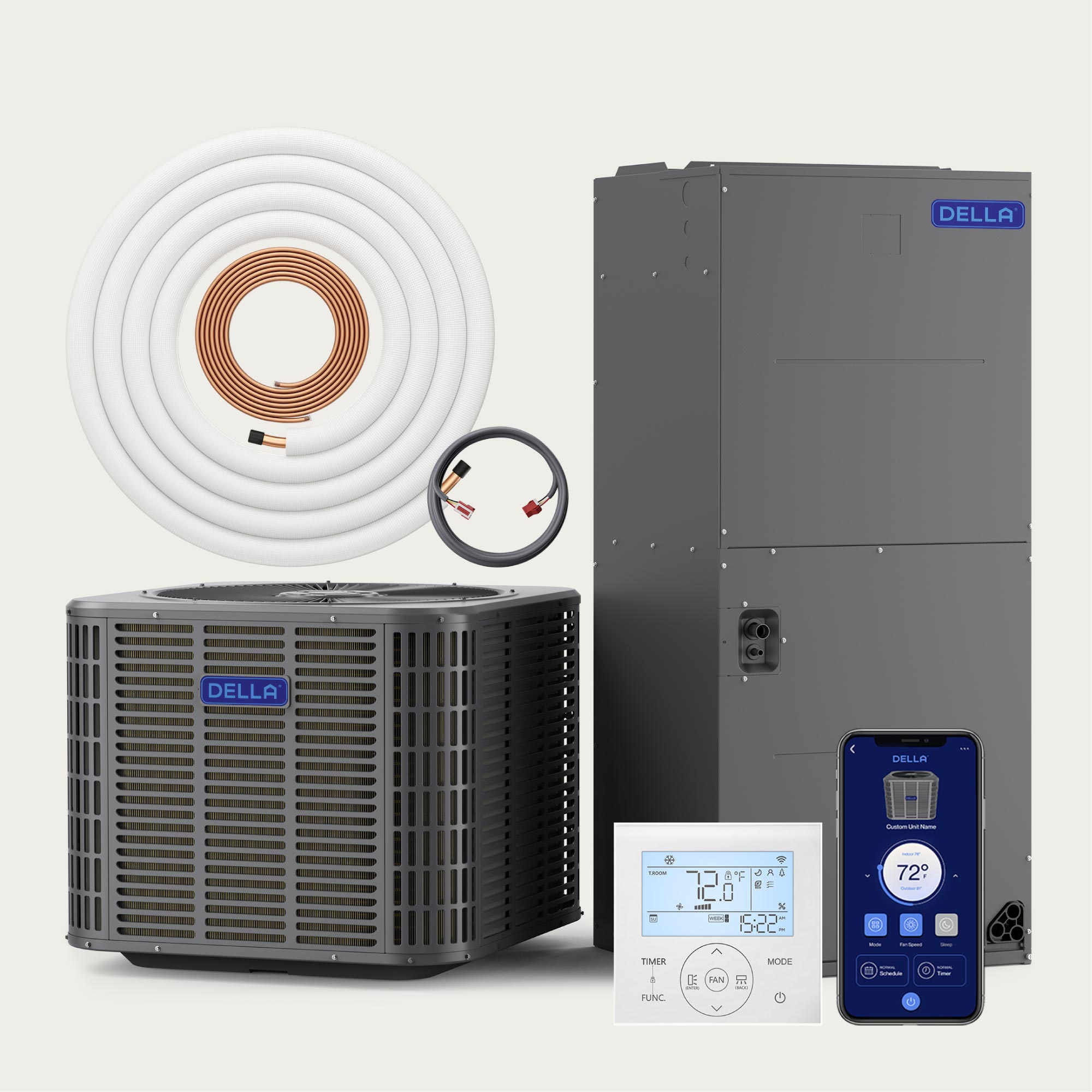 DELLA 53,000 BTU 17 SEER2 Ducted Central Air Conditioner with Air Handler