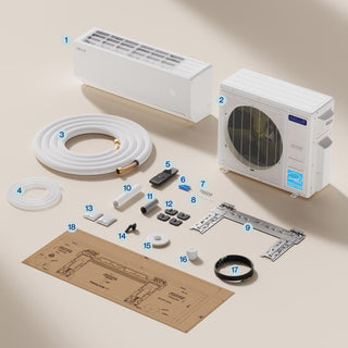 DELLA Vita Series 38000 BTU Tri-Zone Mini Split AC (9K+9K+18K) - Up to 1800 Sq.Ft.