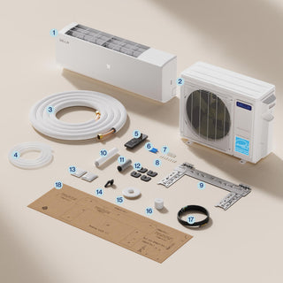 DELLA Vario Series 20000 BTU Dual Zone Mini Split AC with R-454B (9K + 18K) - Up to 1400 Sq.Ft.