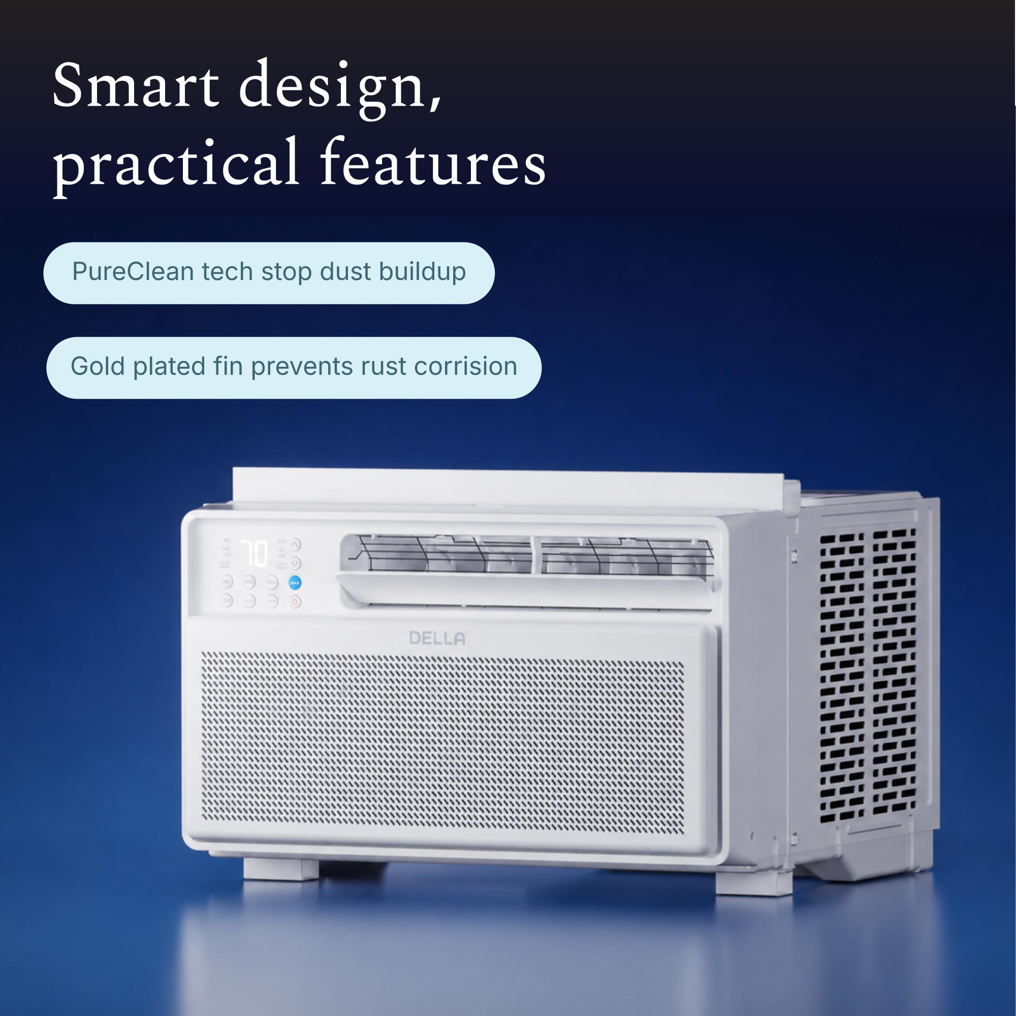 DELLA Miri Series 10000 BTU Smart Inverter Window Air Conditioner Ultra Quiet AC Unit Cools up to 440 Sq.Ft.