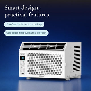 DELLA 5000 BTU Window Air Conditioner with GEO Location, WIFI & Remote Controls, Cools Up to 150 Sq. Ft.