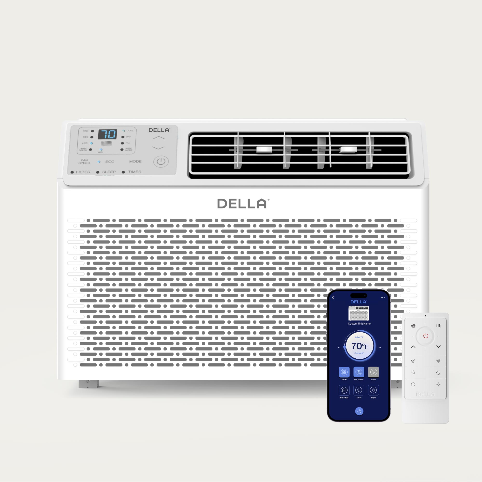DELLA Fenestra Series 14000 BTU Smart Window AC with Remote/App Control Cools Up To 700 Sq Ft